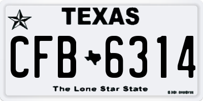 TX license plate CFB6314