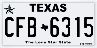 TX license plate CFB6315