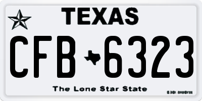 TX license plate CFB6323