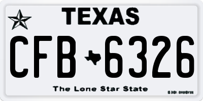 TX license plate CFB6326