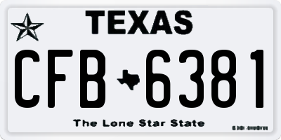 TX license plate CFB6381