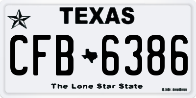 TX license plate CFB6386