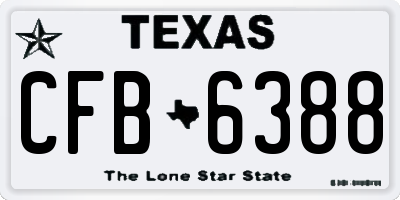 TX license plate CFB6388