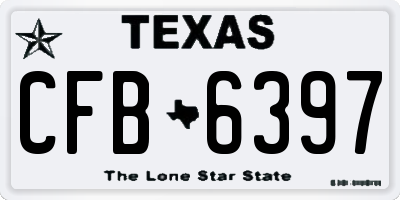 TX license plate CFB6397
