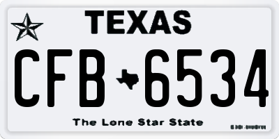 TX license plate CFB6534