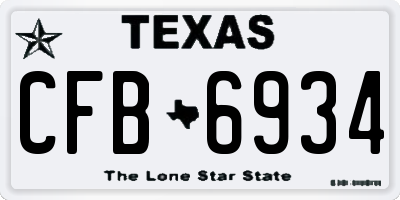 TX license plate CFB6934
