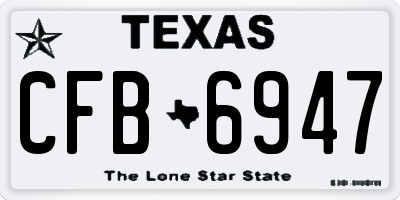 TX license plate CFB6947