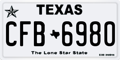 TX license plate CFB6980