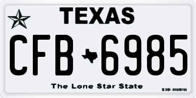 TX license plate CFB6985