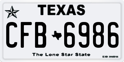 TX license plate CFB6986