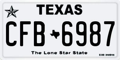 TX license plate CFB6987