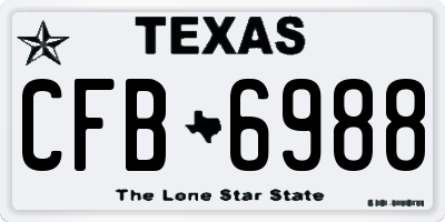 TX license plate CFB6988