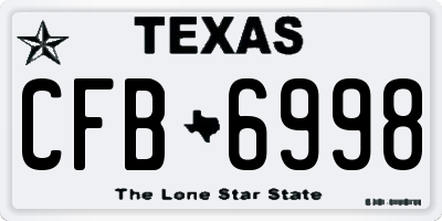 TX license plate CFB6998