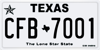 TX license plate CFB7001