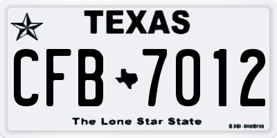 TX license plate CFB7012