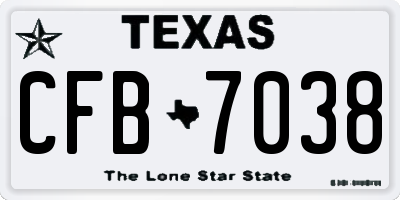 TX license plate CFB7038