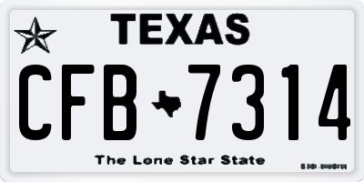 TX license plate CFB7314