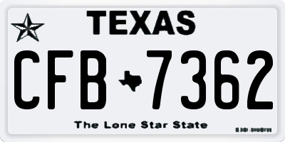 TX license plate CFB7362
