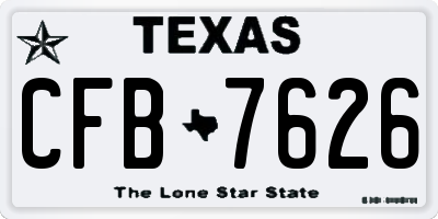 TX license plate CFB7626