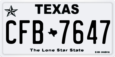 TX license plate CFB7647