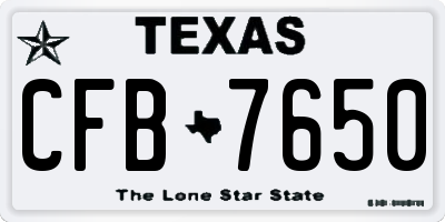 TX license plate CFB7650