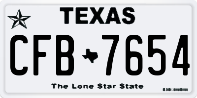 TX license plate CFB7654