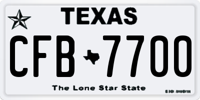 TX license plate CFB7700