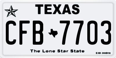 TX license plate CFB7703
