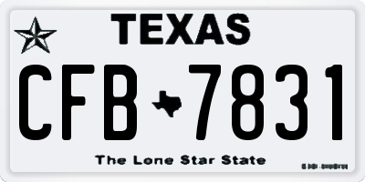 TX license plate CFB7831