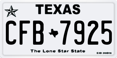 TX license plate CFB7925