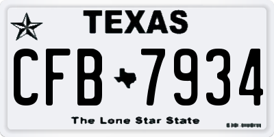 TX license plate CFB7934