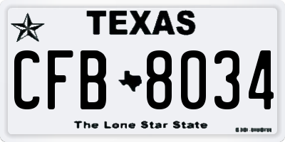 TX license plate CFB8034