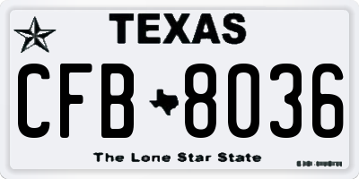 TX license plate CFB8036