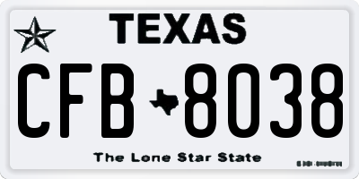 TX license plate CFB8038