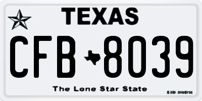 TX license plate CFB8039