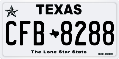 TX license plate CFB8288