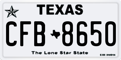 TX license plate CFB8650