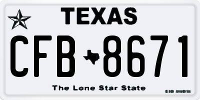 TX license plate CFB8671