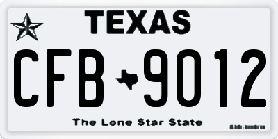 TX license plate CFB9012