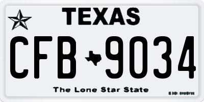 TX license plate CFB9034
