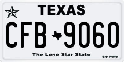 TX license plate CFB9060