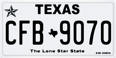 TX license plate CFB9070