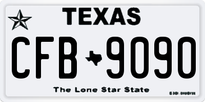 TX license plate CFB9090