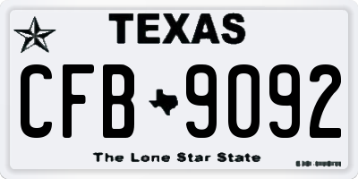 TX license plate CFB9092