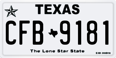TX license plate CFB9181