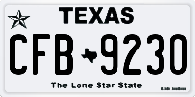 TX license plate CFB9230