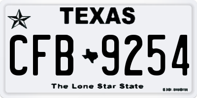 TX license plate CFB9254