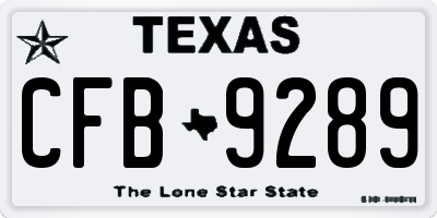 TX license plate CFB9289