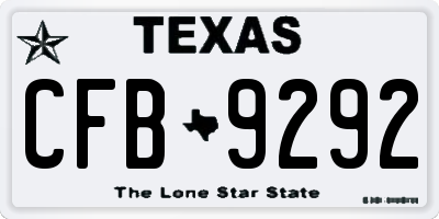 TX license plate CFB9292