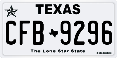 TX license plate CFB9296